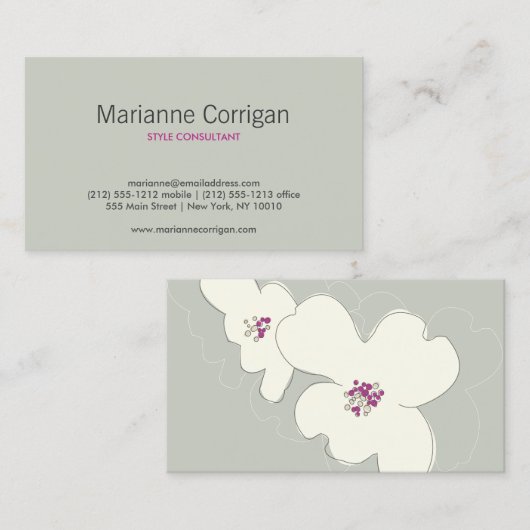 DOGWOOD BLOESEMS TAN/IVOOR VISITEKAARTJE (Voorkant / Achterkant)