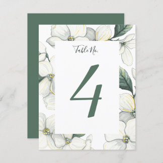 Dogwood Bloom Wedding Table Number Card Kaart