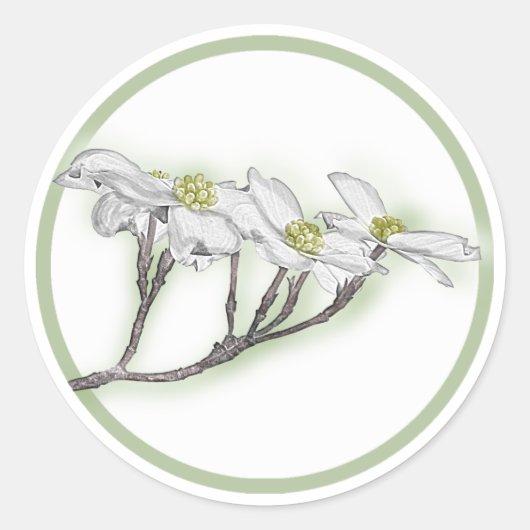 Dogwood Blooms Ronde Sticker (Voorkant)