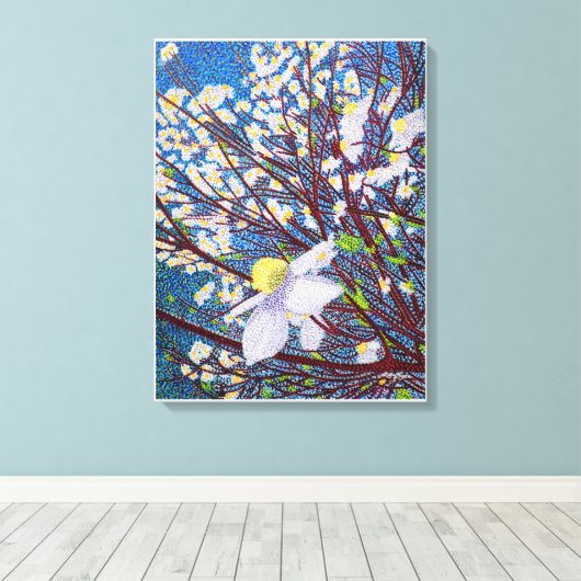 Dogwood Blossom Canvas Afdruk (Insitu (Houten vloer))