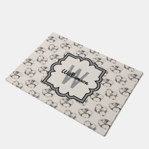 Dogwood Blossom Pattern in Ecru Personalized Deurmat