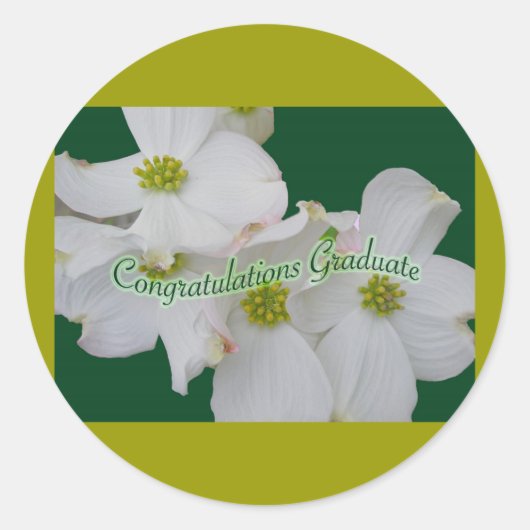 Dogwood Blossoms Gefeliciteerd Afstuderen Sticker (Voorkant)