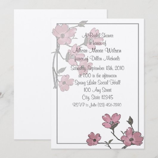 Dogwood Bruids Douche Uitnodiging (Voorkant / Achterkant)