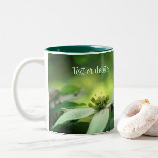 Dogwood Flower Blossom Pair Personalized Tweekleurige Koffiemok (Met donut)