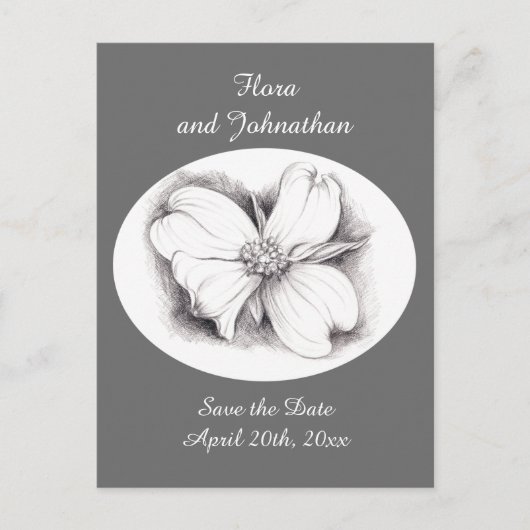 Dogwood Flower Drawing Save the Date Wedding Aankondigingskaart (Voorkant)