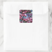Dogwood Flowering roze Vierkante Sticker (Tas)
