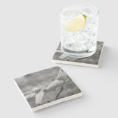 Dogwood Flowers in zwart-wit Stenen Onderzetter (Zijkant)