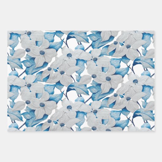 Dogwood Flowers op een wikkelpapier Set Inpakpapier Vel (Voorkant)