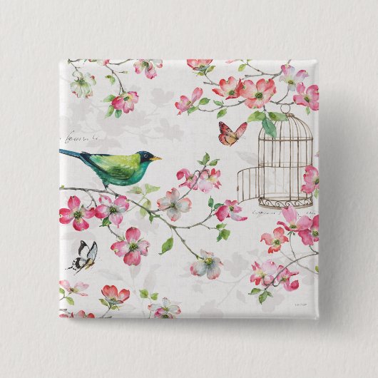 Dogwood Garden Vierkante Button 5,1 Cm (Voorkant)