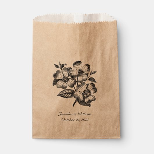  Dogwood Illustration Wedding Favor Bag Bedankzakje (Voorkant)