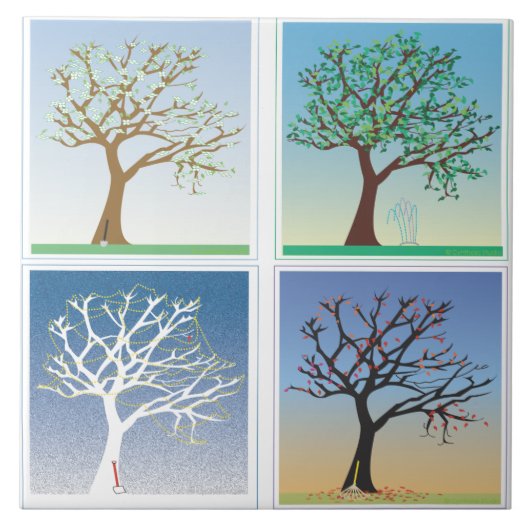 Dogwood in Vier Seizoenen Tegeltje (Voorkant)