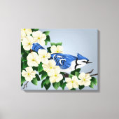 Dogwood met Blue Jay Bird Canvas Afdruk (Voorkant)