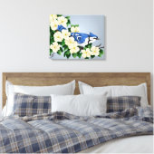 Dogwood met Blue Jay Bird Canvas Afdruk (Insitu (Slaapkamer))