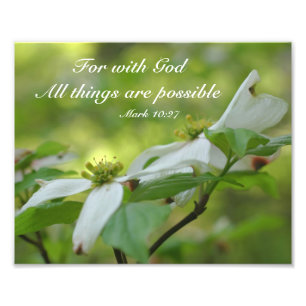 Dogwood Met God Bijbelcitaat Inspirerend 8x10 Foto Afdruk