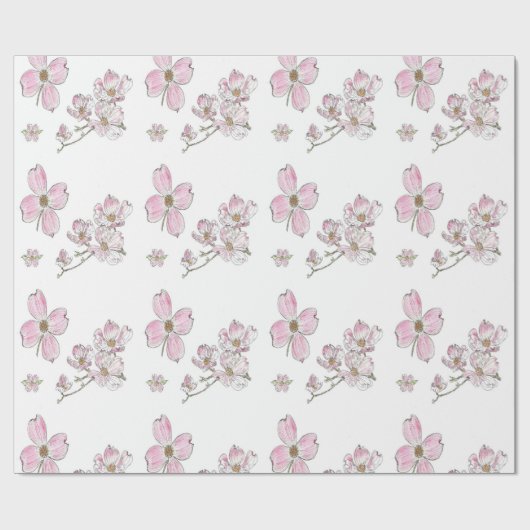 Dogwood Pattern on Wrapping Paper Cadeaupapier (Vlak)