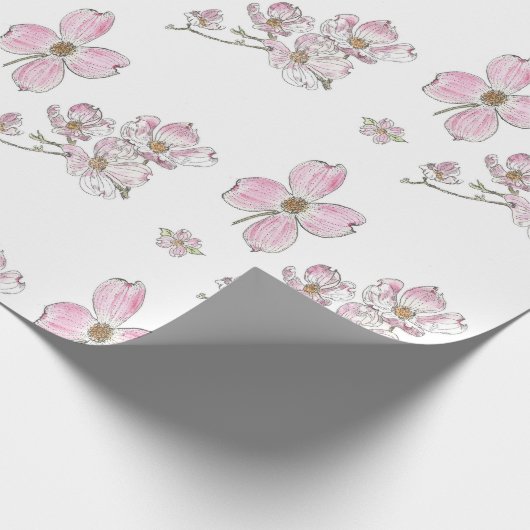 Dogwood Pattern on Wrapping Paper Cadeaupapier (Hoek)