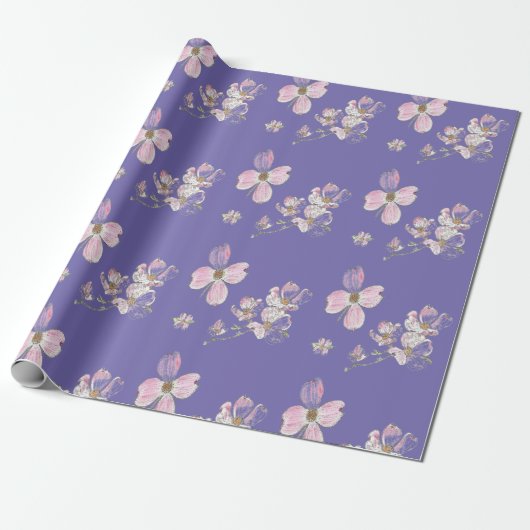 Dogwood Pattern on Wrapping Paper Cadeaupapier (Uitgerold)