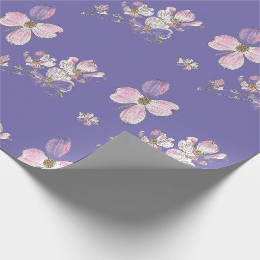 Dogwood Pattern on Wrapping Paper Cadeaupapier (Hoek)