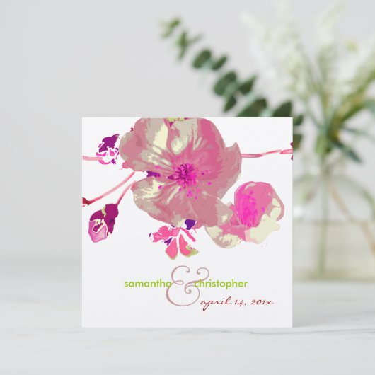 Dogwood/pink/mauve/bruiloft Uitnodigingen (Staand voorkant)