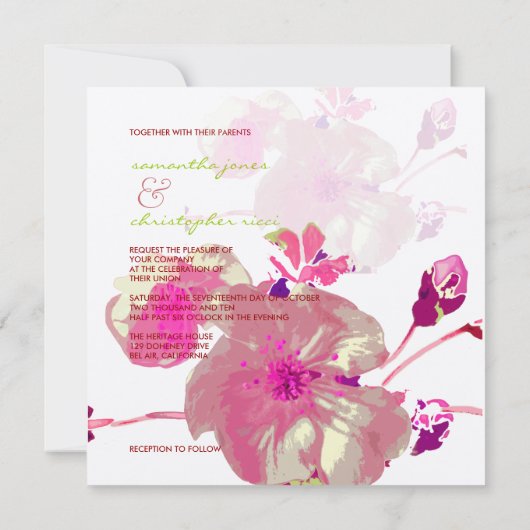 Dogwood/pink/mauve/bruiloft Uitnodigingen (Achterkant)