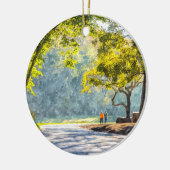 Dogwood Stroll Painterly Keramisch Ornament (Links)