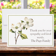 Dogwood Sympathy Bedankt Notecard