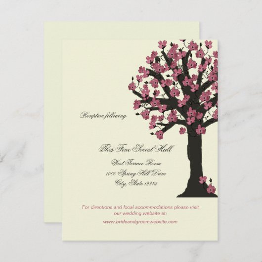 Dogwood Tree Wedding Receptie Informatie Informatiekaartje (Voorkant / Achterkant)