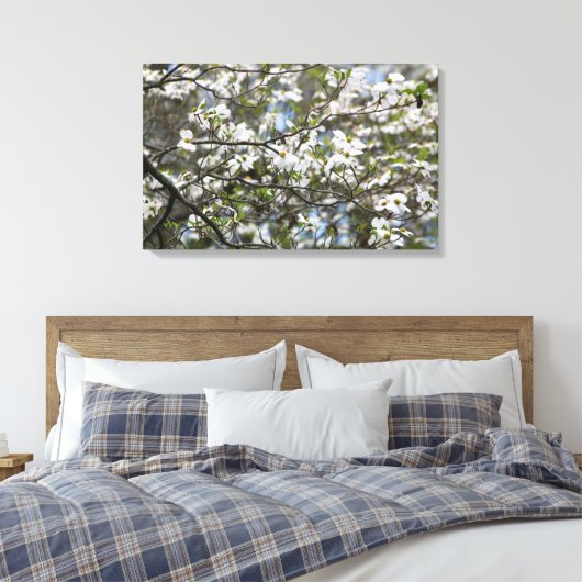 Dogwood Tree White Flower Blossom Canvas Afdruk (Insitu (Slaapkamer))