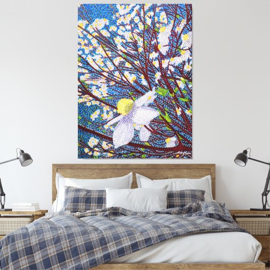 Dogwood Waterverf Canvas afdrukken (Insitu (Slaapkamer))