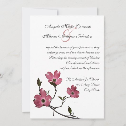 Dogwood Wedding Invitation Kaart (Voorkant)