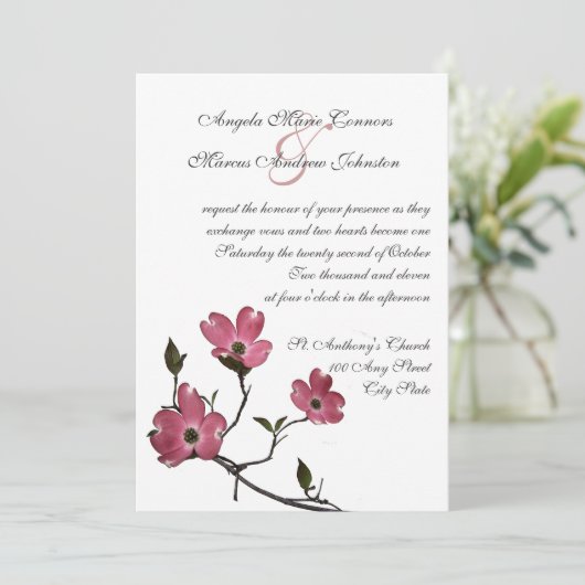 Dogwood Wedding Invitation Kaart (Staand voorkant)