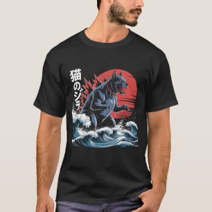Dogzilla Kat Japans Hondenliefhebber Sunset Waving T-shirt