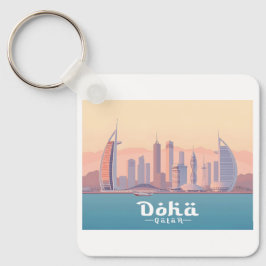 Doha Qatar Arabische Golf Pastelreizen Sleutelhanger