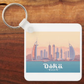 Doha Qatar Arabische Golf Pastelreizen Sleutelhanger (Voorkant)
