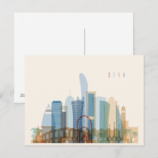 Doha, Qatar | City Skyline Briefkaart (Voorkant / Achterkant)