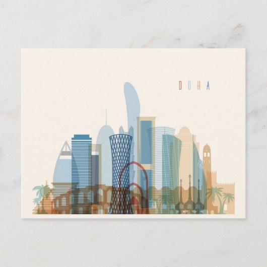 Doha, Qatar | City Skyline Briefkaart (Voorkant)