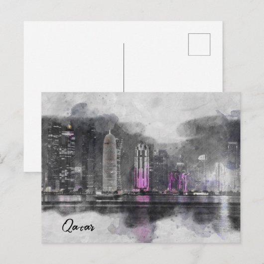 Doha Qatar City Skyline Briefkaart (Voorkant / Achterkant)