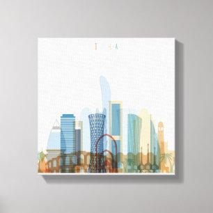 Doha, Qatar City Skyline Canvas Afdruk