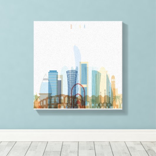 Doha, Qatar | City Skyline Canvas Afdruk (Insitu (Houten vloer))