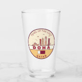 Doha Qatar City Skyline Embleem Glas (Voorkant)