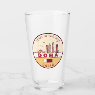 Doha Qatar City Skyline Embleem Glas