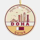Doha Qatar City Skyline Embleem Keramisch Ornament (Voorkant)