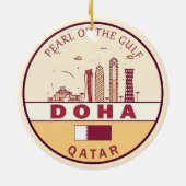 Doha Qatar City Skyline Embleem Keramisch Ornament (Achterkant)
