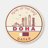 Doha Qatar City Skyline Embleem Magneet (Voorkant)