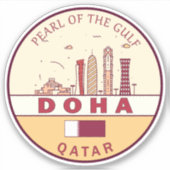 Doha Qatar City Skyline Embleem Sticker (Voorkant)