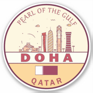 Doha Qatar City Skyline Embleem Sticker