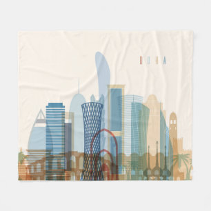Doha, Qatar   City Skyline Fleece Deken