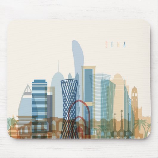 Doha, Qatar | City Skyline Muismat (Voorkant)