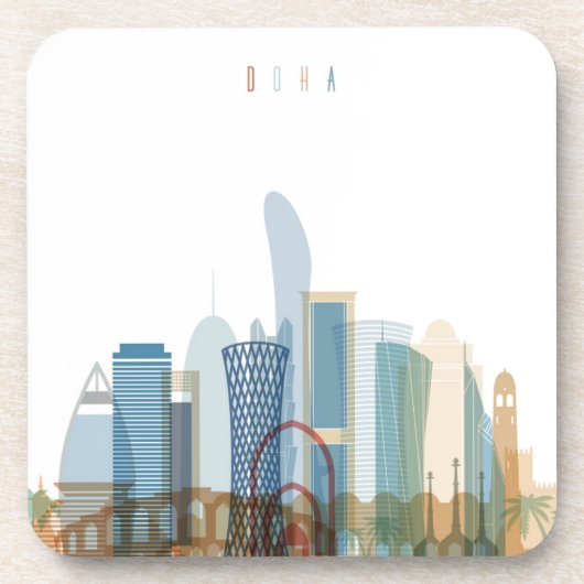 Doha, Qatar | City Skyline Onderzetter (Voorkant)