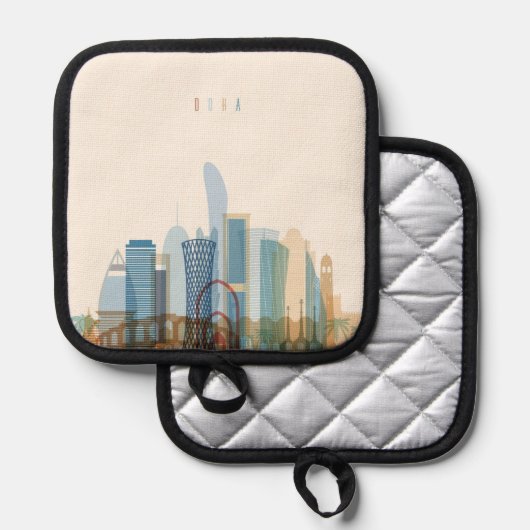 Doha, Qatar | City Skyline Pannenlap (Voorkant / Achterkant)